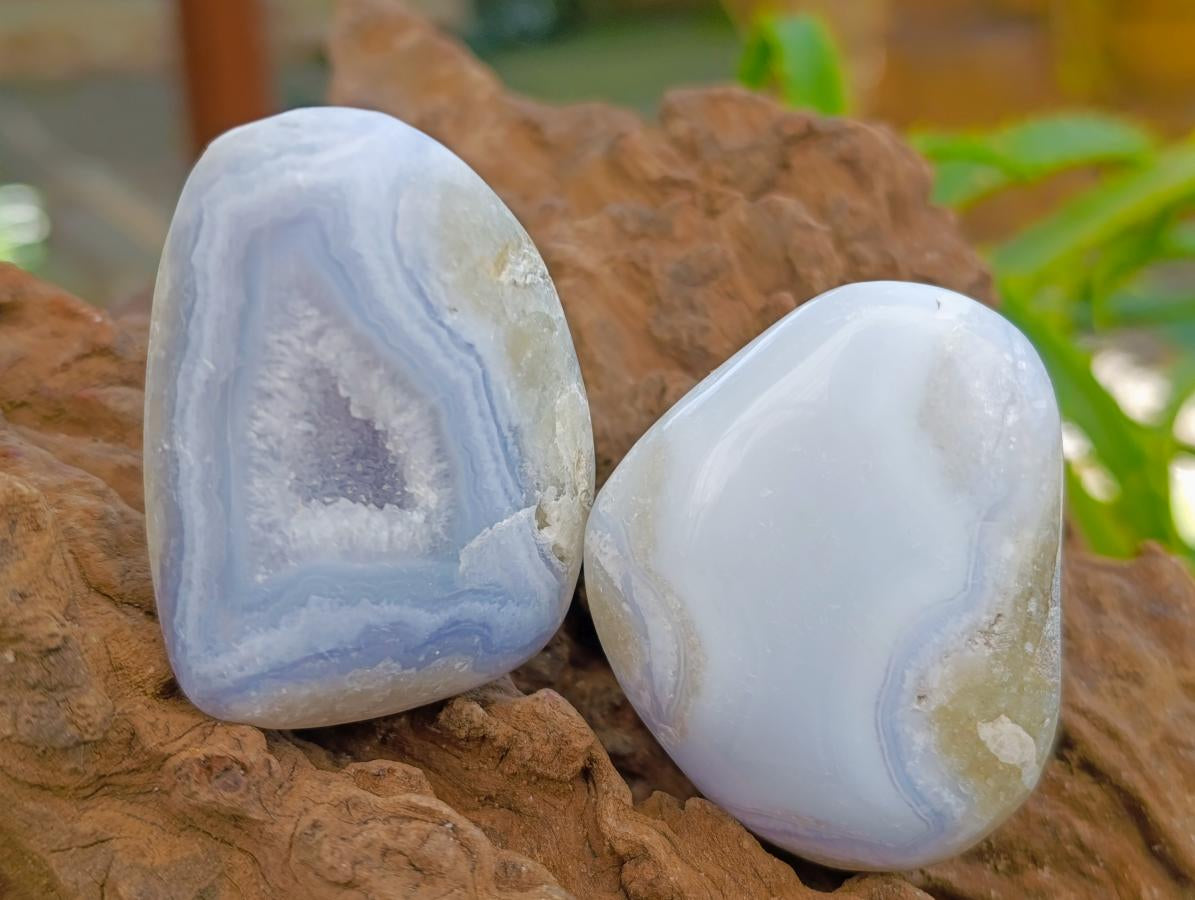 Polished Blue Lace Agate Free Forms x 12 From Nsanje, Malawi