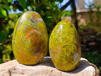 Polished Green Opal Standing Free Form x 6 From Betroka, Madagascar