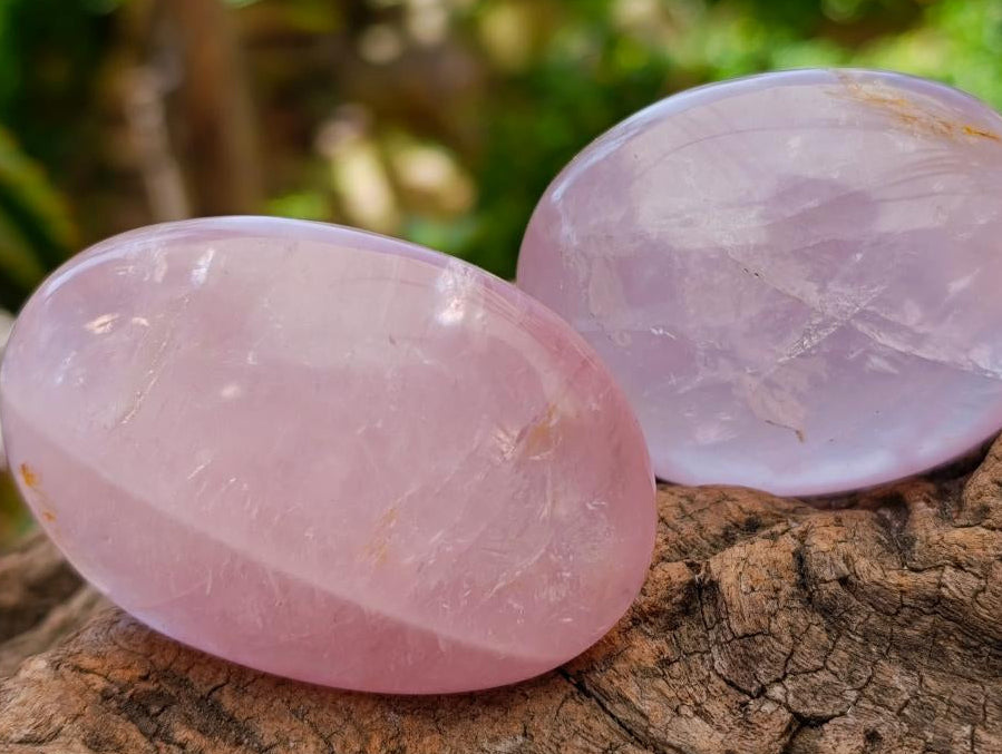 Polished Gemmy Rose Quartz Palm Stones x 12 From Madagascar
