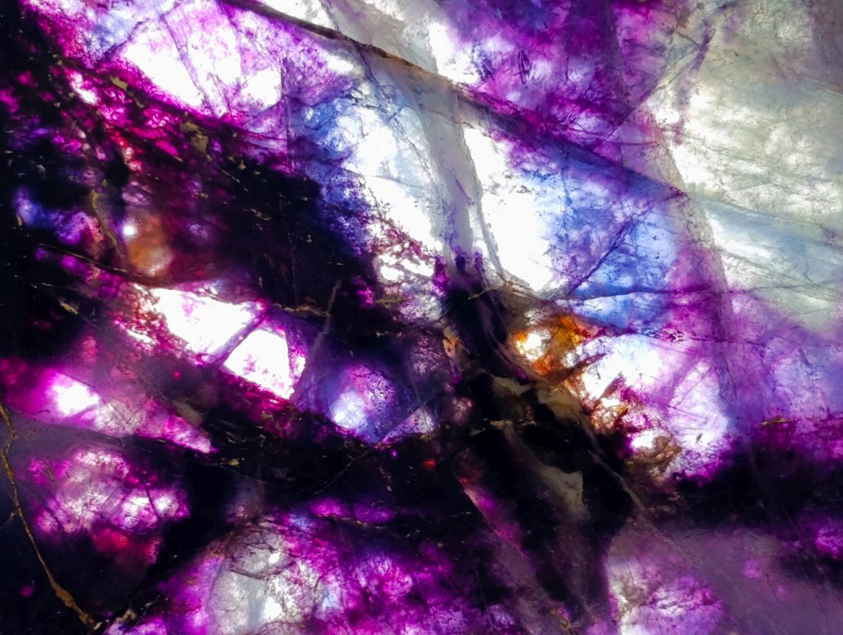 Polished Watermelon Fluorite Slice x 1 From Uis, Namibia