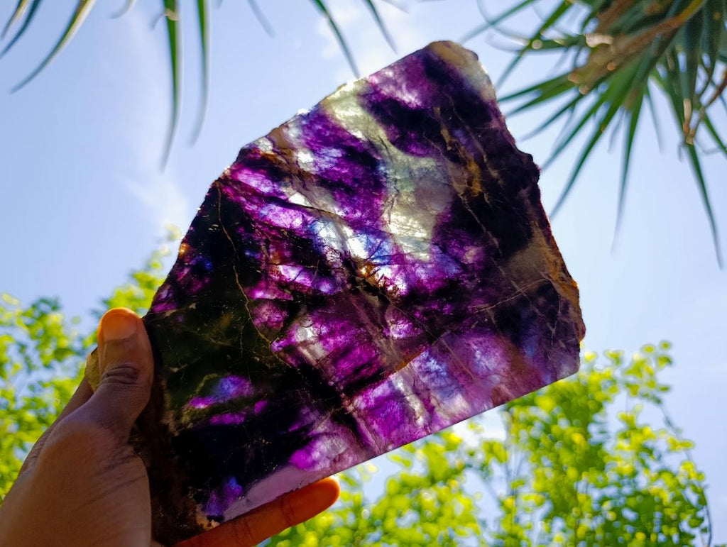 Polished Watermelon Fluorite Slice x 1 From Uis, Namibia