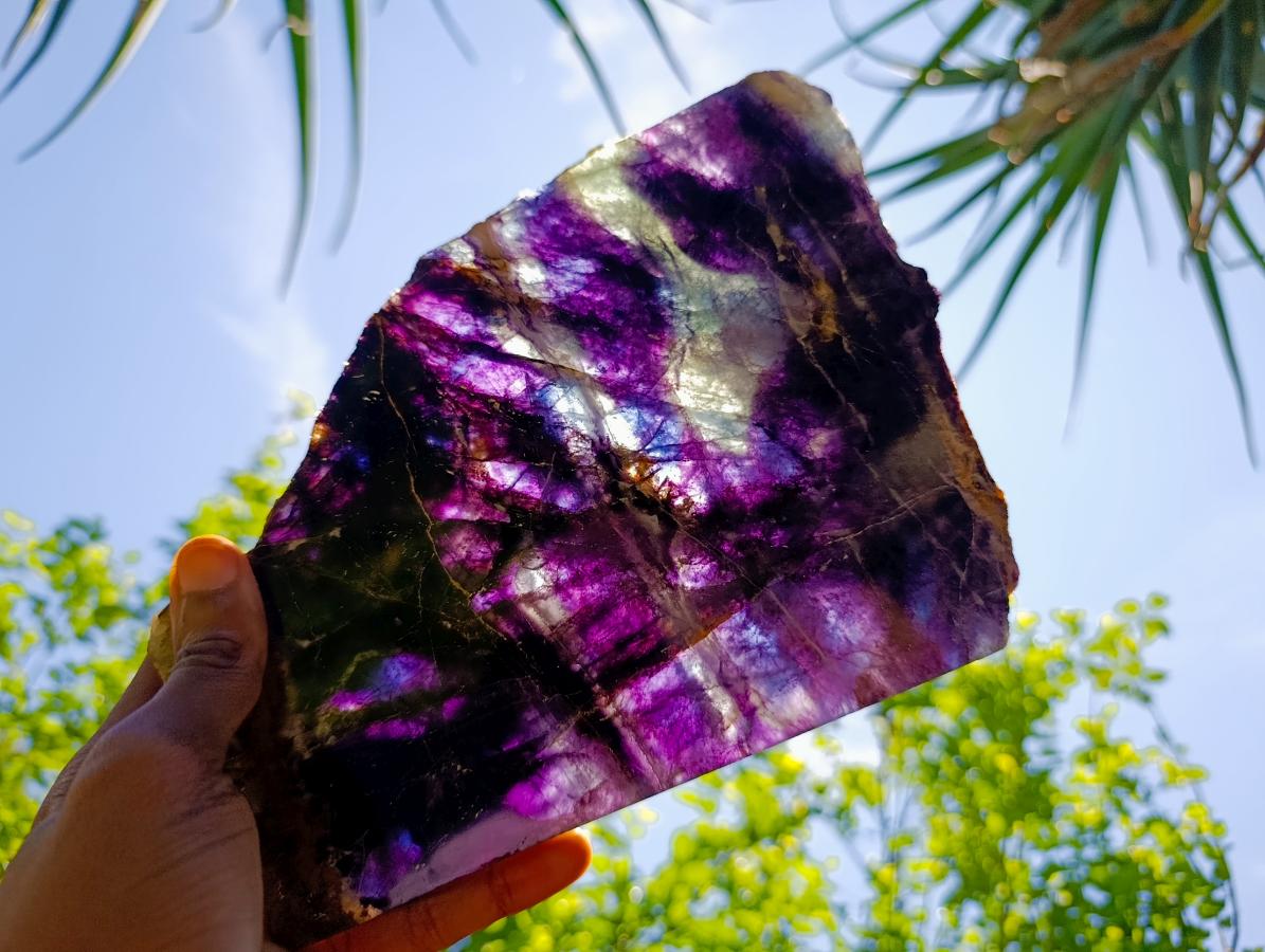 Polished Watermelon Fluorite Slice x 1 From Uis, Namibia
