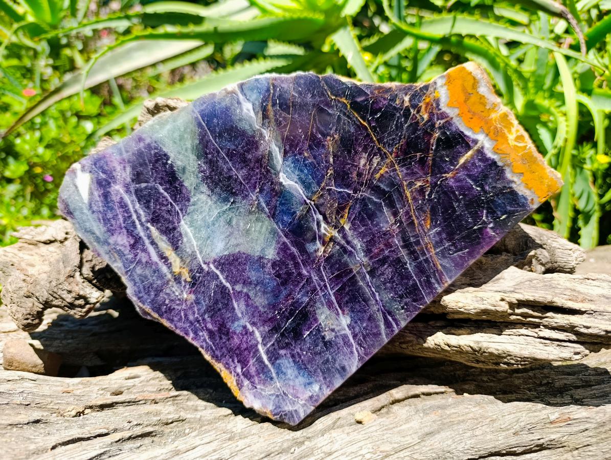 Polished Watermelon Fluorite Slice x 1 From Uis, Namibia