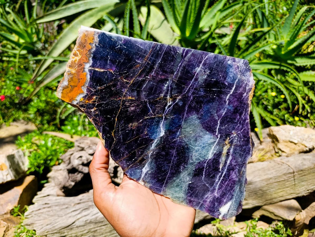 Polished Watermelon Fluorite Slice x 1 From Uis, Namibia
