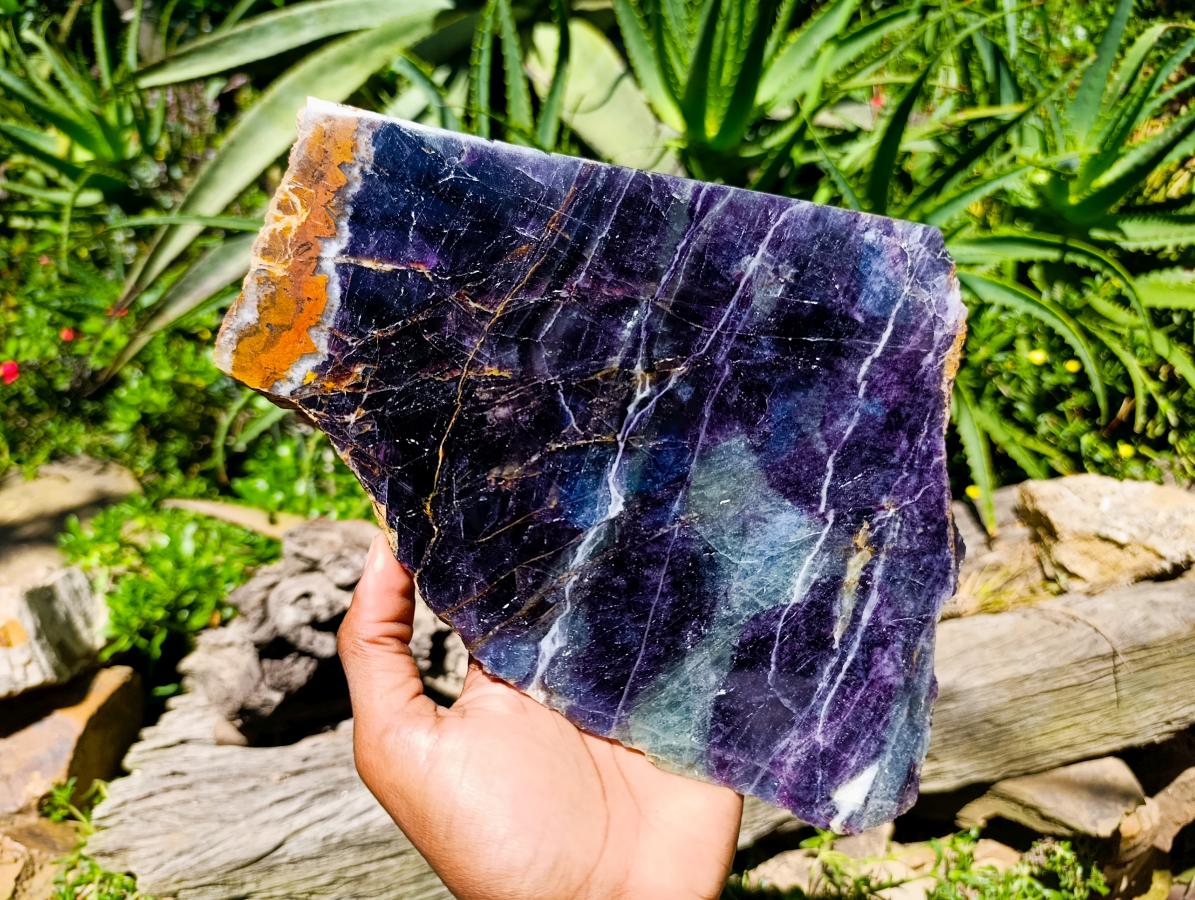 Polished Watermelon Fluorite Slice x 1 From Uis, Namibia