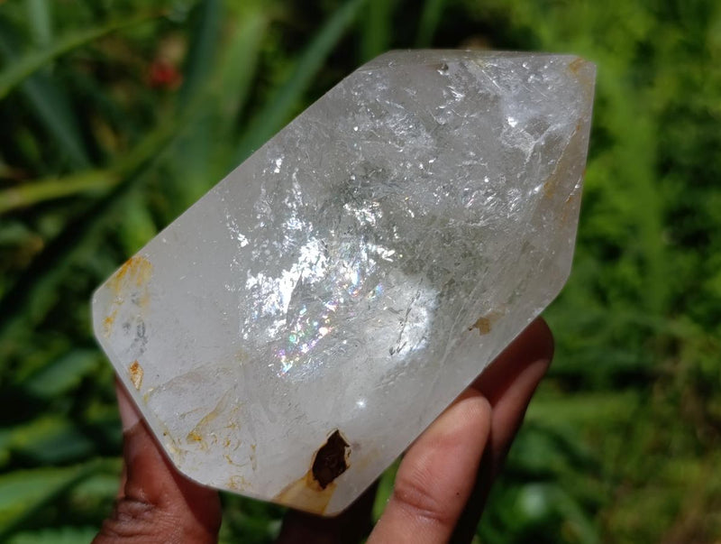 Polished Akansobe Window Quartz Crystals x 2 From Madagascar - Toprock Gemstones and Minerals 