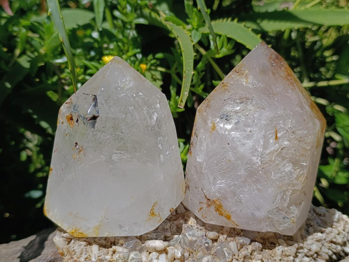 Polished Akansobe Window Quartz Crystals x 2 From Madagascar