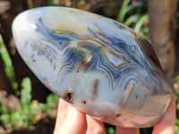 Polished Dendritic Agate Standing Free Forms x 2 From Moralambo, Madagascar