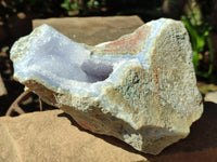 Natural Blue Lace Agate Geode and Plate Specimens x 2 From Nsanje, Malawi