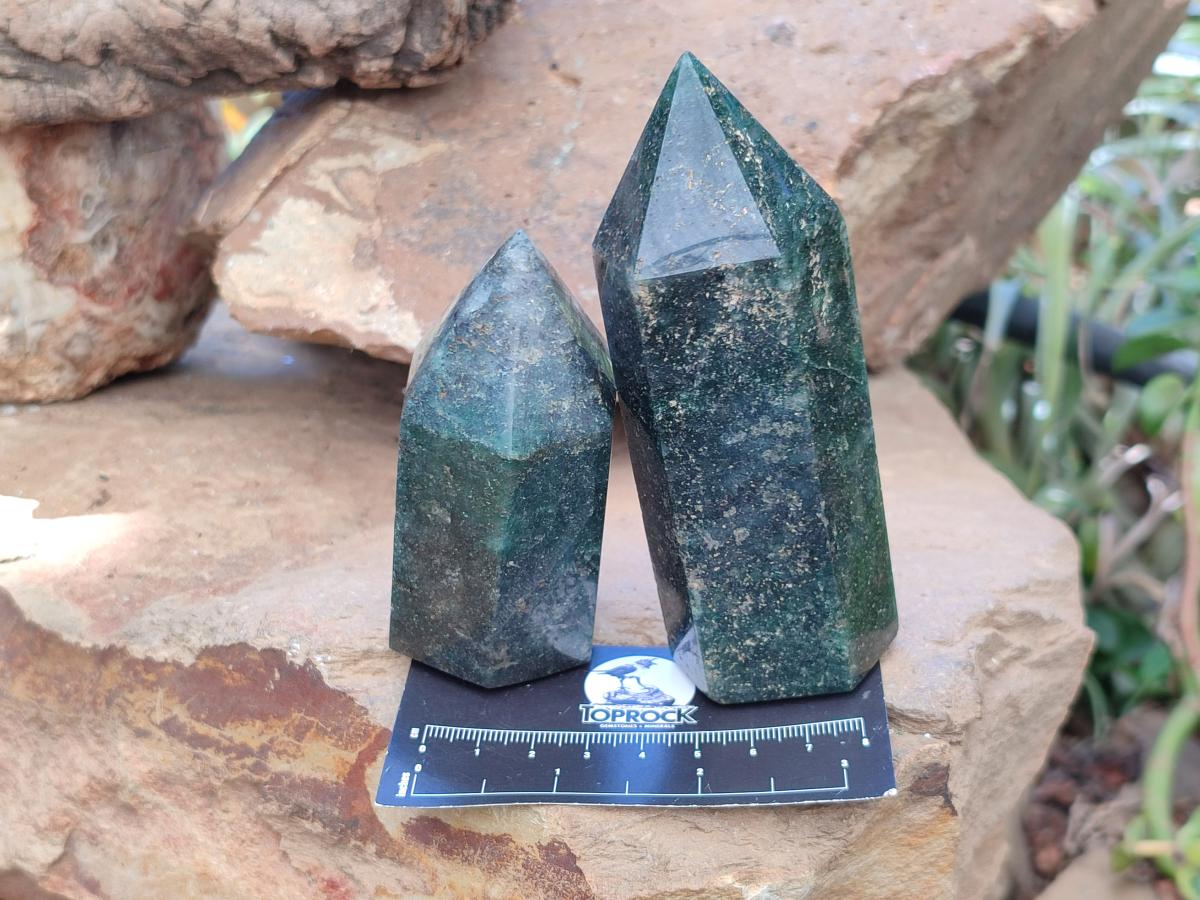Polished Fuchsite Quartz Crystals x 4 From Andakatany, Madagascar