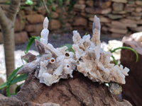 Natural Drusy Quartz Coated Black Tipped Calcite Pseudomorph Specimens x 6 From Albert's Mountain, Lesotho