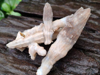 Natural Drusy Quartz Coated Black Tipped Calcite Pseudomorph Specimens x 6 From Albert's Mountain, Lesotho