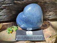 Polished Large Lazulite Gemstone Hearts x 3 From Madagascar
