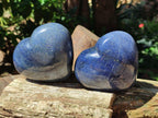 Polished Large Lazulite Gemstone Hearts x 3 From Madagascar