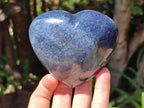 Polished Large Lazulite Gemstone Hearts x 3 From Madagascar