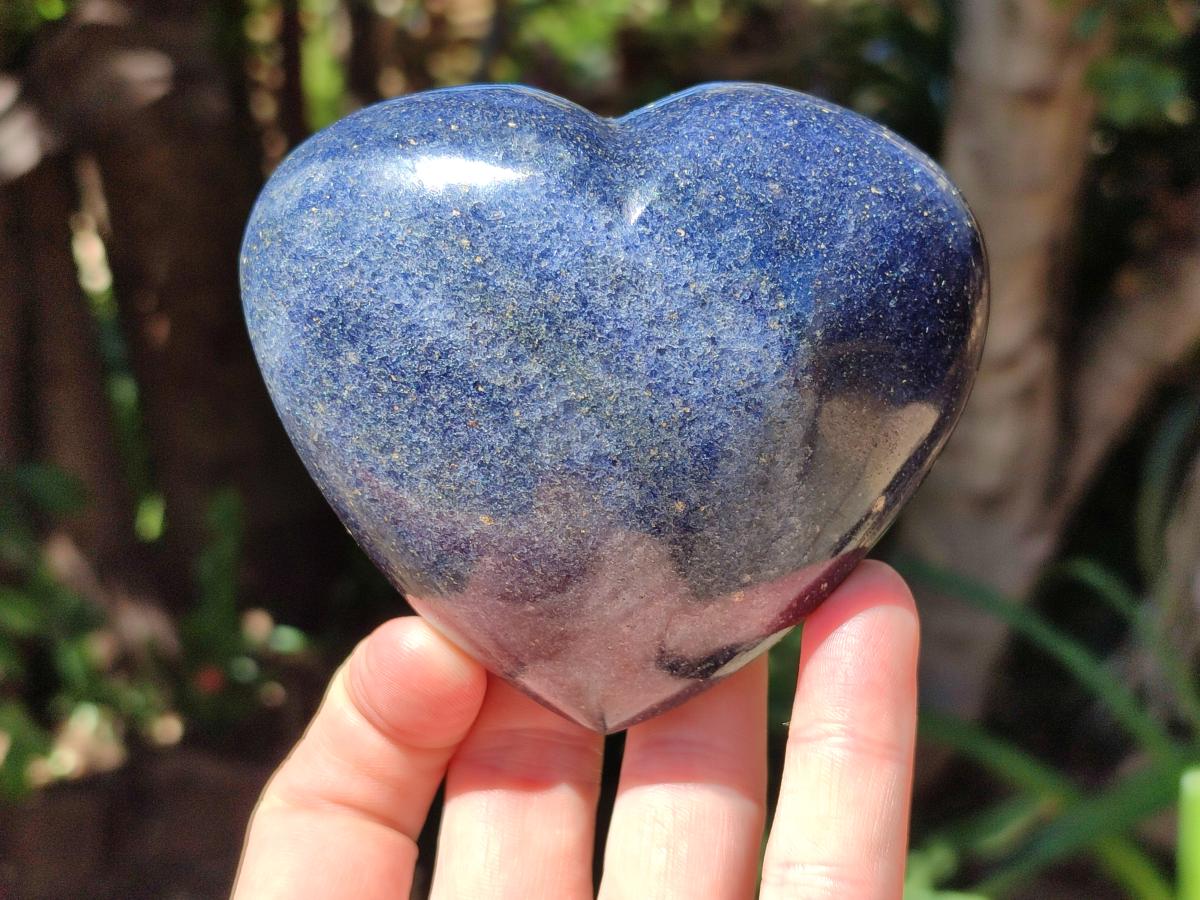 Polished Large Lazulite Gemstone Hearts x 3 From Madagascar