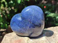 Polished Large Lazulite Gemstone Hearts x 3 From Madagascar