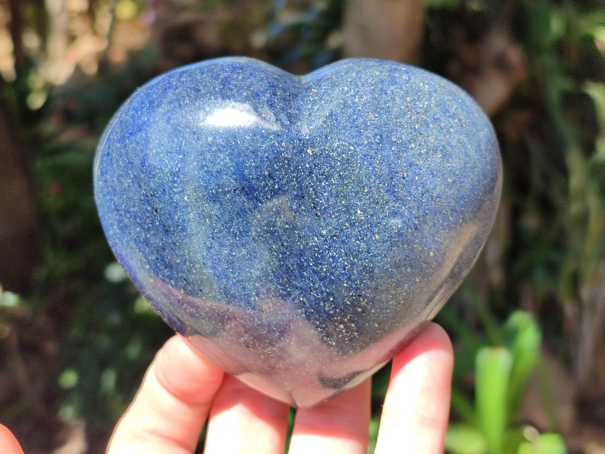 Polished Large Lazulite Gemstone Hearts x 3 From Madagascar