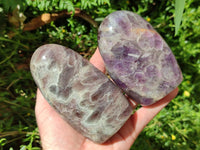 Polished Purple Chevron Amethyst Standing Free Forms x 4 From Madagascar