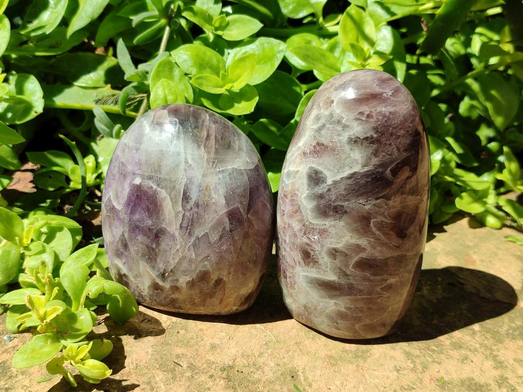 Polished Purple Chevron Amethyst Standing Free Forms x 4 From Madagascar