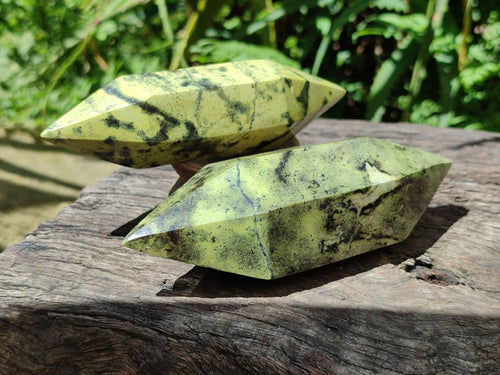 Polished Leopard Stone Double Terminated Crystals x 4 From Zimbabwe - Toprock Gemstones and Minerals 