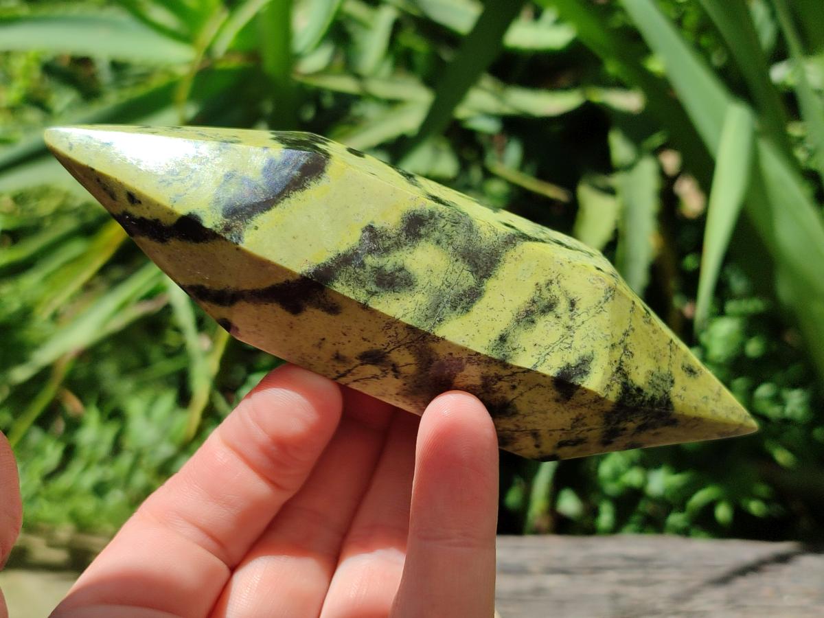 Polished Leopard Stone Double Terminated Crystals x 4 From Zimbabwe