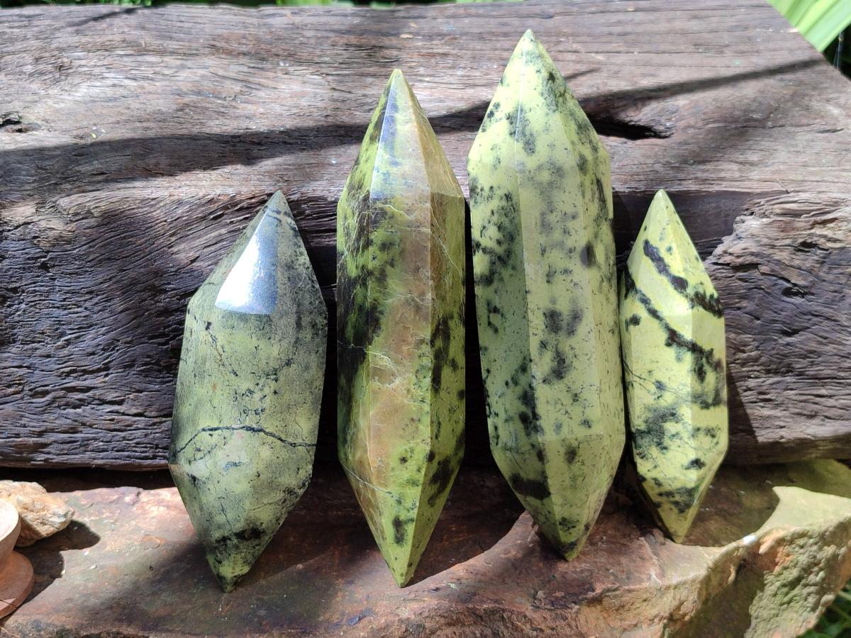 Polished Leopard Stone Double Terminated Crystals x 4 From Zimbabwe
