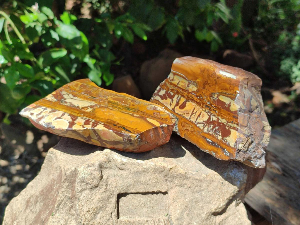 Polished On One Side Nguni Jasper Slices x 4 From Northern Cape, South Africa