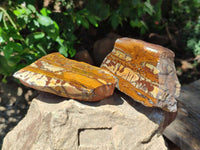 Polished On One Side Nguni Jasper Slices x 4 From Northern Cape, South Africa