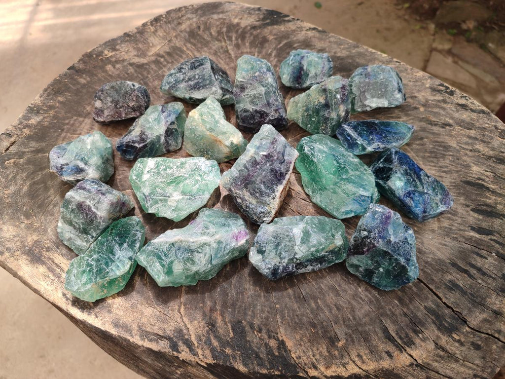 Natural Watermelon Fluorite Cobbed Specimens x 24 From Uis, Namibia