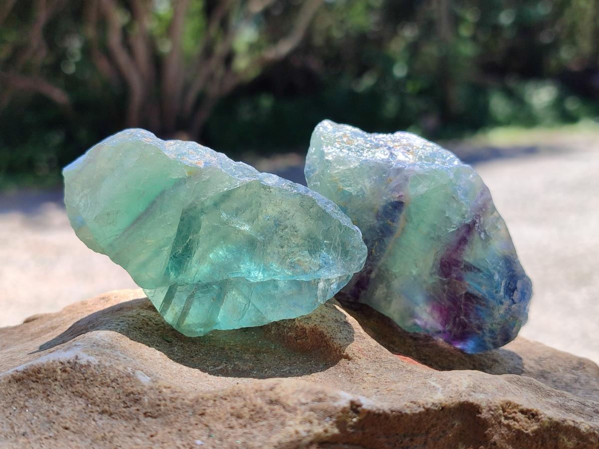 Natural Watermelon Fluorite Cobbed Specimens x 24 From Uis, Namibia