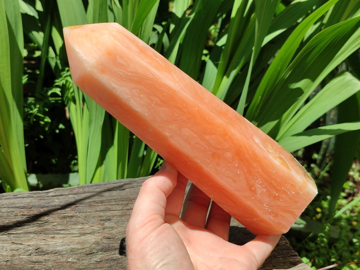 Polished Orange Twist Calcite Tower x 1 From Maevantanana, Madagascar