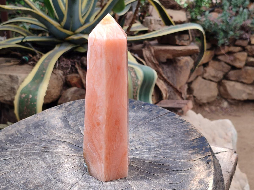 Polished Orange Twist Calcite Tower x 1 From Maevantanana, Madagascar