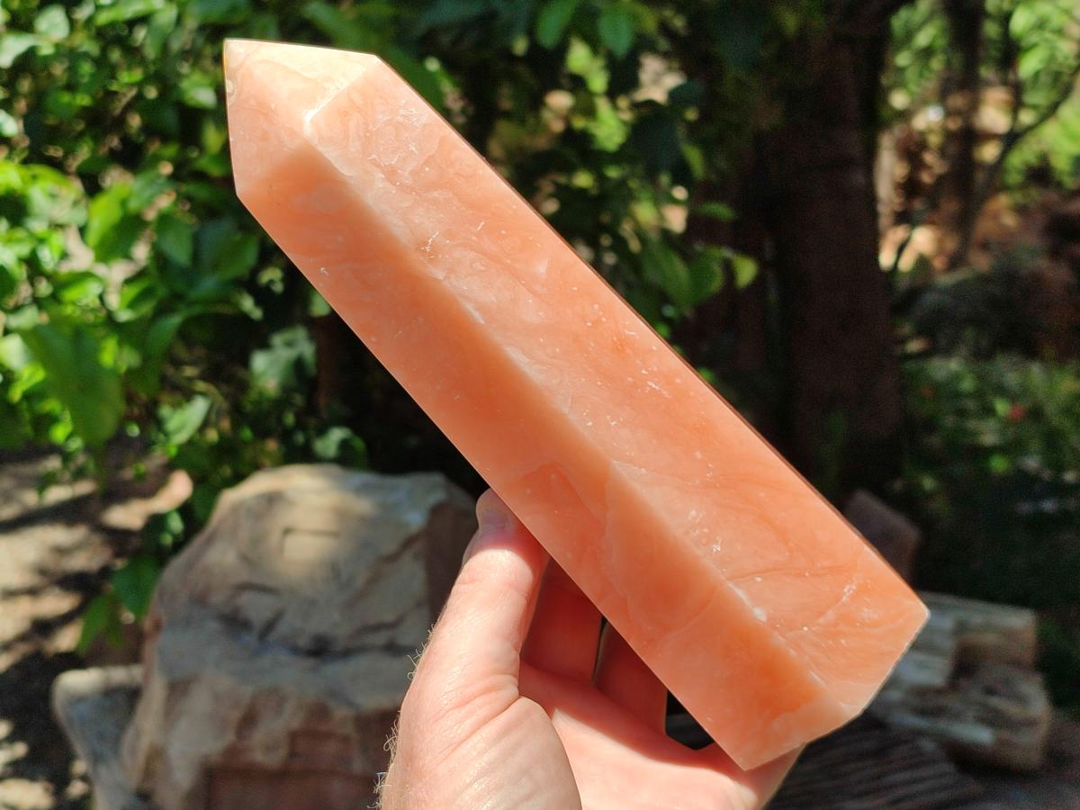 Polished Orange Twist Calcite Tower x 1 From Maevantanana, Madagascar