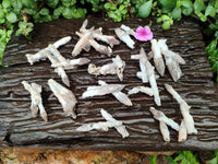 Natural Drusy Quartz Coated Black Tipped Calcite Pseudomorph Specimens x 12 From Albert's Mountain, Lesotho