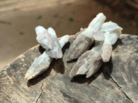 Natural Drusy Quartz Coated Black Tipped Calcite Pseudomorph Specimens x 12 From Albert's Mountain, Lesotho
