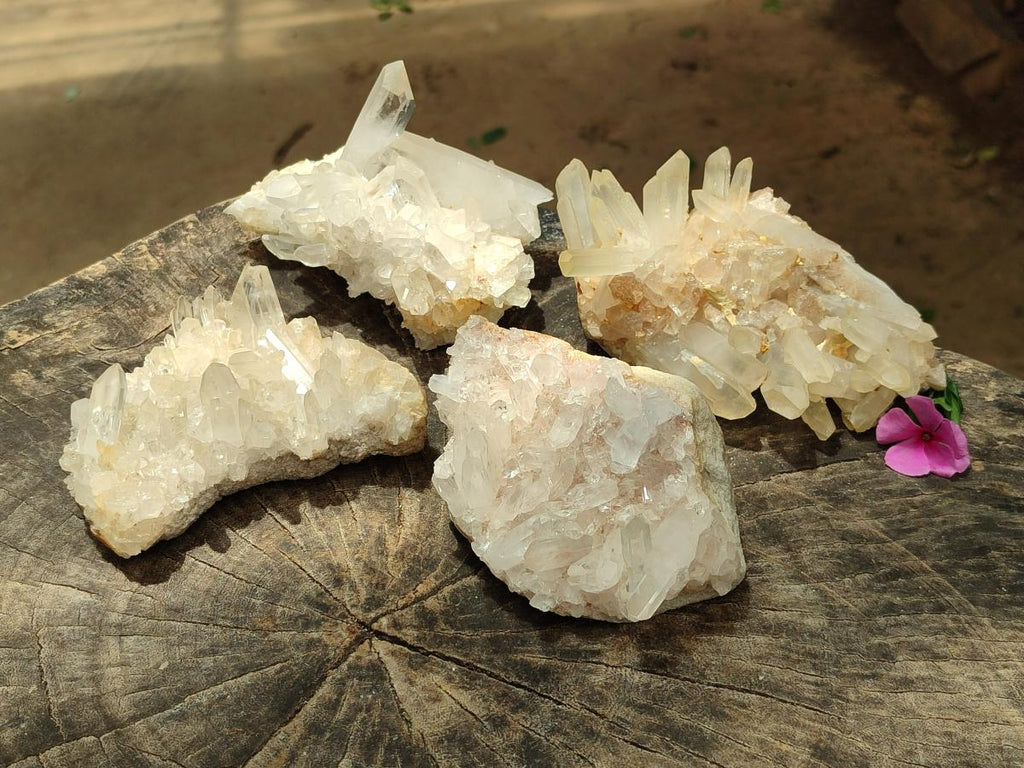Polished Clear Quartz Clusters x 4 From Madagascar