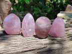 Polished Rose Quartz Standing Free Form x 4 From Madagascar