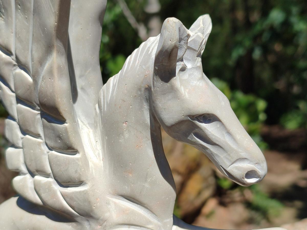 Hand Made White Soapstone Pegasus Carving x 1 From Zimbabwe