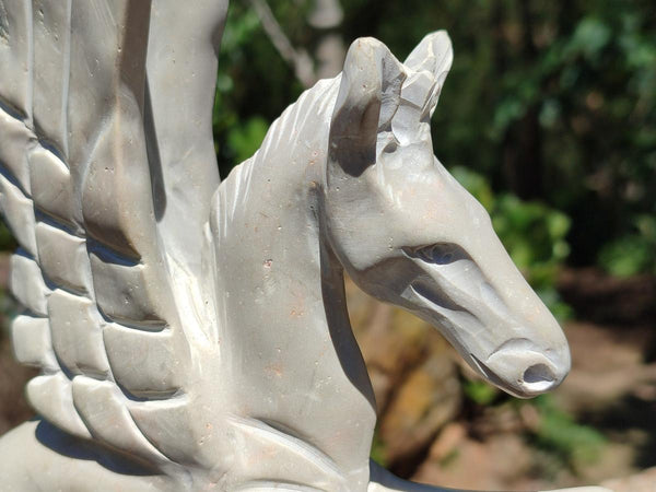 Hand Made White Soapstone Pegasus Carving x 1 From Zimbabwe