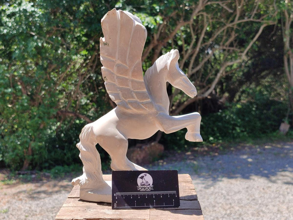 Hand Made White Soapstone Pegasus Carving x 1 From Zimbabwe