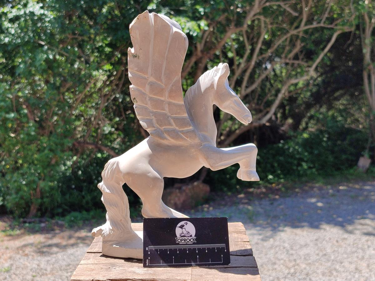 Hand Made White Soapstone Pegasus Carving x 1 From Zimbabwe