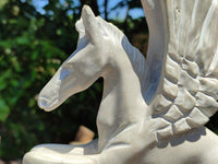 Hand Made White Soapstone Pegasus Carving x 1 From Zimbabwe