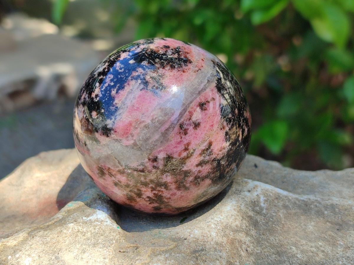 Polished Rhodonite Spheres x 4 From Ambindavato, Madagascar