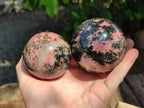 Polished Rhodonite Spheres x 4 From Ambindavato, Madagascar