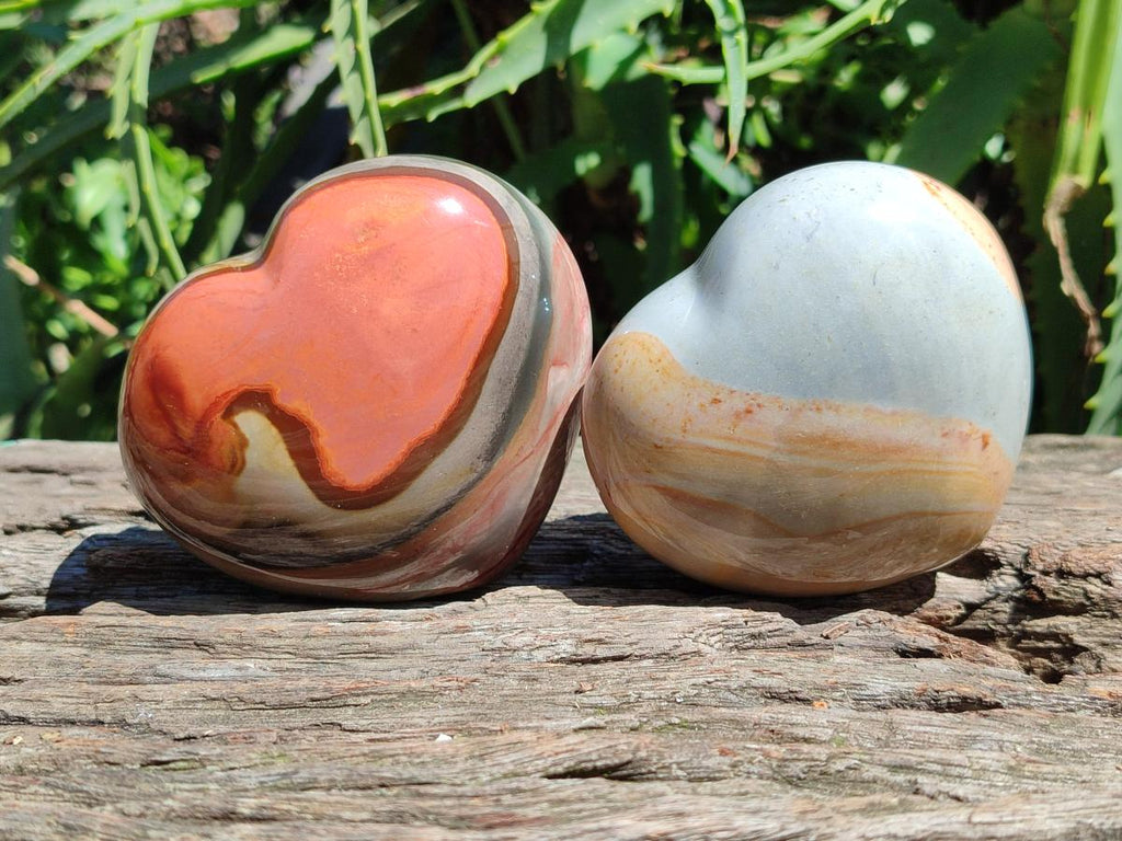 Polished Polychrome Jasper Hearts x 6 From NW Coast, Madagascar