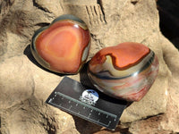 Polished Polychrome Jasper Hearts x 6 From NW Coast, Madagascar
