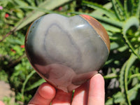 Polished Polychrome Jasper Hearts x 6 From NW Coast, Madagascar