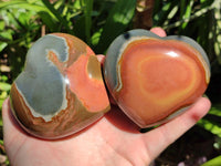 Polished Polychrome Jasper Hearts x 6 From NW Coast, Madagascar