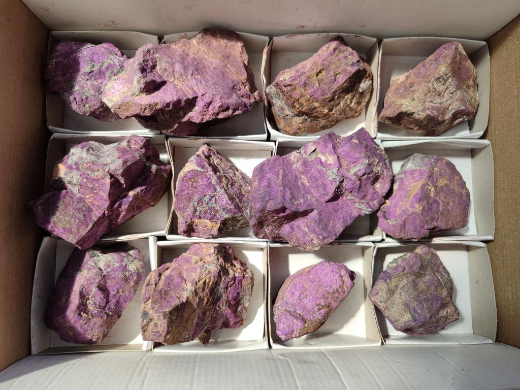 Natural Metallic Purpurite Specimens x 12 From Erongo, Namibia